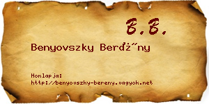 Benyovszky Berény névjegykártya